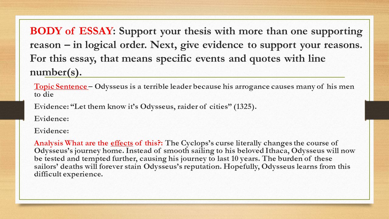 Odyssey essay thesis